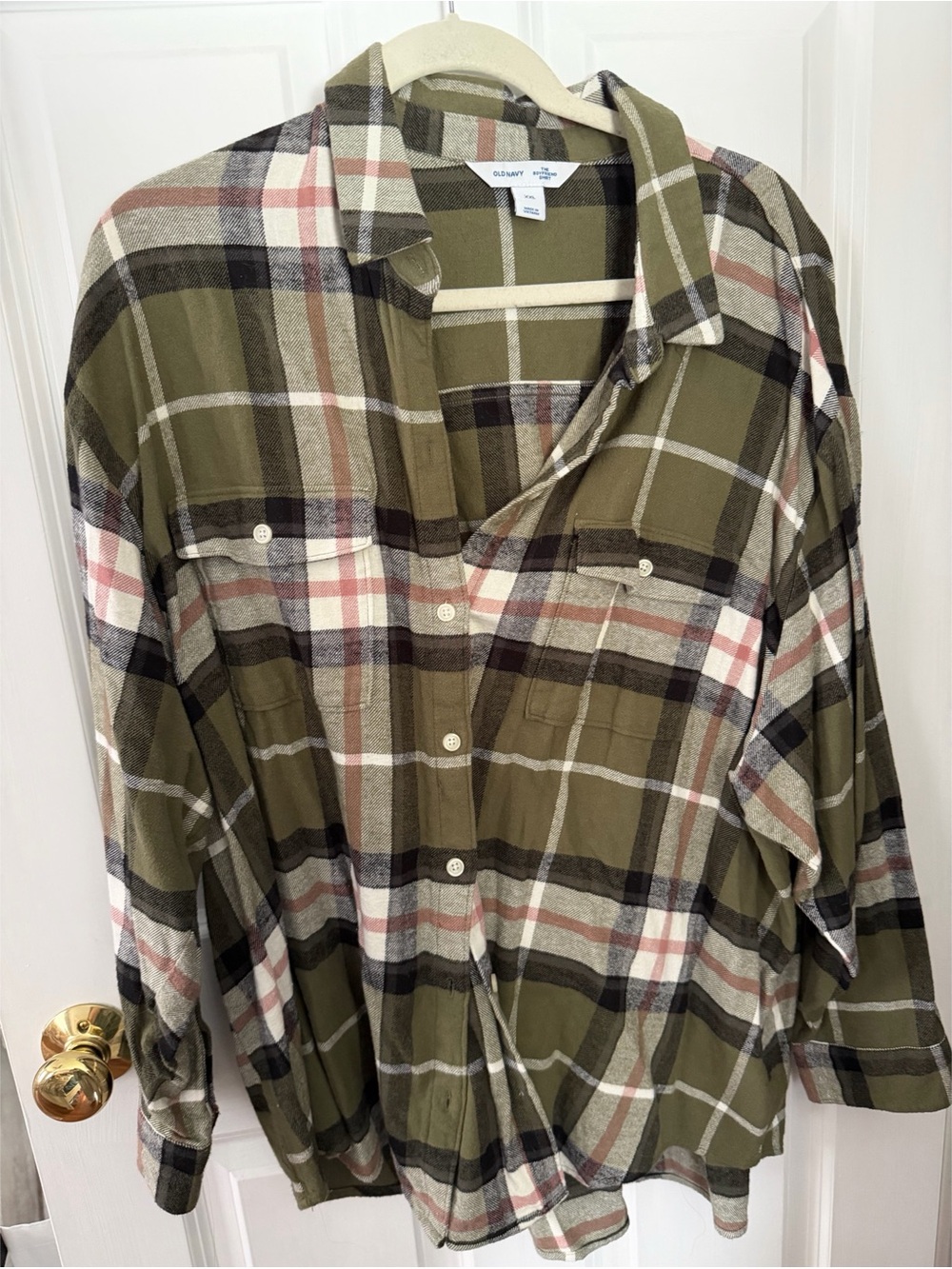 Olive green Plaid Button-Up Shirt